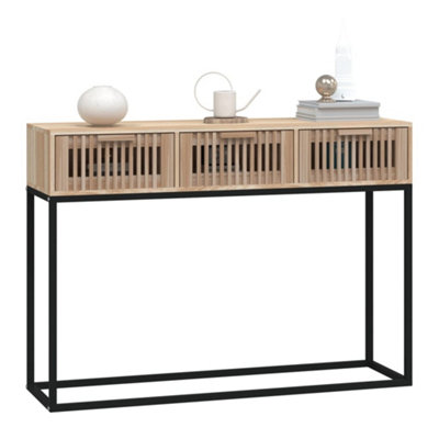 Berkfield Console Table 105x30x75 cm Engineered Wood and Iron