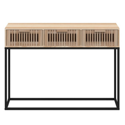 Berkfield Console Table 105x30x75 cm Engineered Wood and Iron
