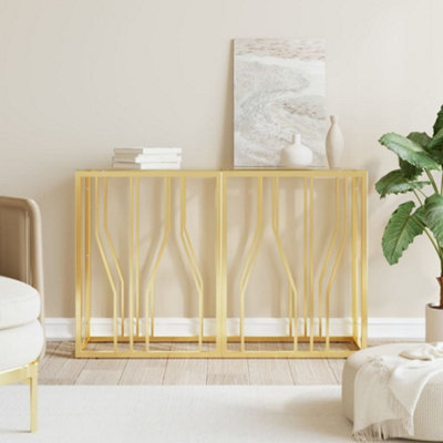 Berkfield Console Table 110x30x70 cm Stainless Steel and Glass
