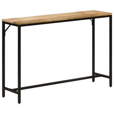 Berkfield Console Table 110x30x75 cm Solid Rough Mango Wood and Iron