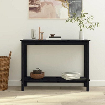 Berkfield Console Table Black 110x40x80 cm Solid Wood Pine | DIY at B&Q