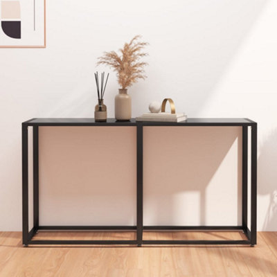 Berkfield Console Table Black 140x35x75.5cm Tempered Glass