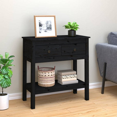 Berkfield Console Table Black 75x35x75 cm Solid Wood Pine