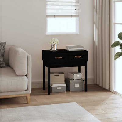 Berkfield Console Table Black 76.5x40x75 cm Solid Wood Pine