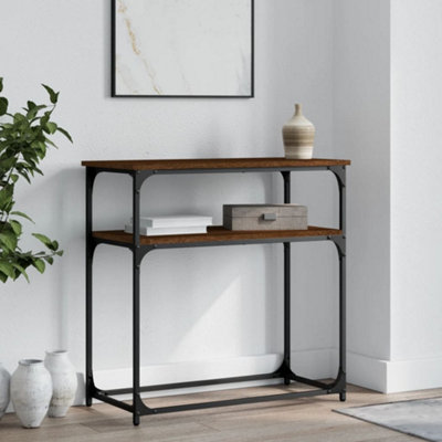 Berkfield Console Table Brown Oak 75x35.5x75 cm Engineered Wood