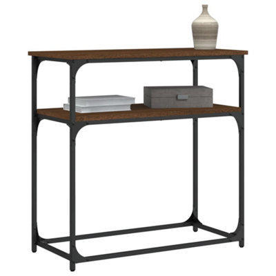 Berkfield Console Table Brown Oak 75x35.5x75 cm Engineered Wood