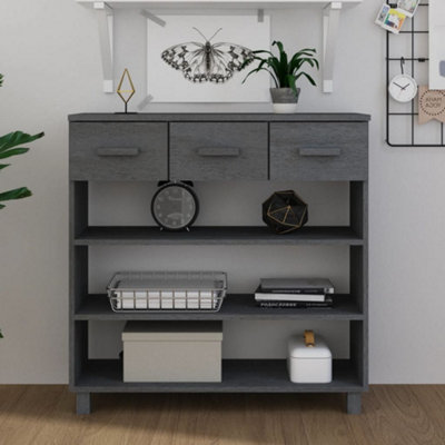 Berkfield Console Table Dark Grey 90x35x90 cm Solid Wood Pine