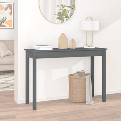 Berkfield Console Table Grey 110x40x75 cm Solid Wood Pine | DIY at B&Q