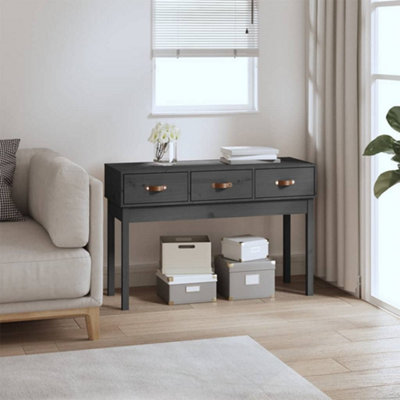 Berkfield Console Table Grey 114x40x75 cm Solid Wood Pine