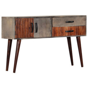 Berkfield Console Table Grey 120x35x75 cm Solid Rough Mango Wood