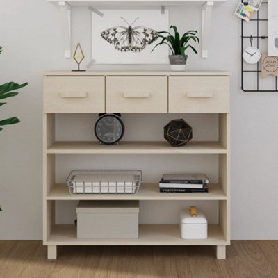 Berkfield Console Table Honey Brown 90x35x90 cm Solid Wood Pine