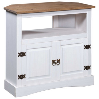 White corner deals console table