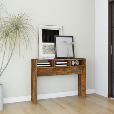 Berkfield Console Table Smoked Oak 105x30x80 cm Engineered Wood