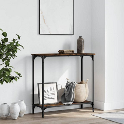 Berkfield Console Table Smoked Oak 75x30.5x75 cm Engineered Wood