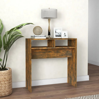 Berkfield Console Table Smoked Oak 78x30x80 cm Engineered Wood