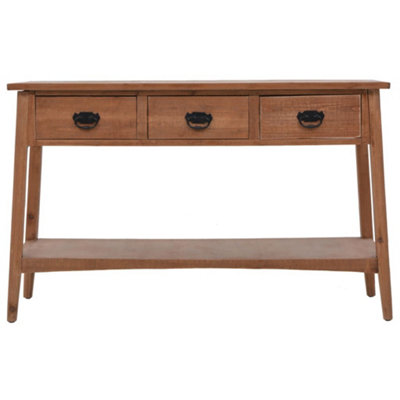 Berkfield Console Table Solid Fir Wood 126x40x77.5 cm Brown