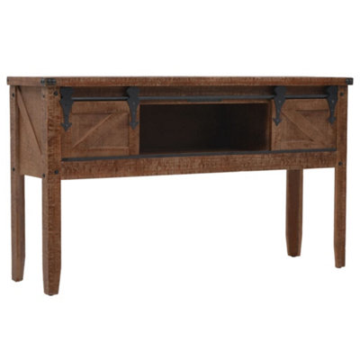 Berkfield Console Table Solid Fir Wood 131x35.5x75 cm Brown