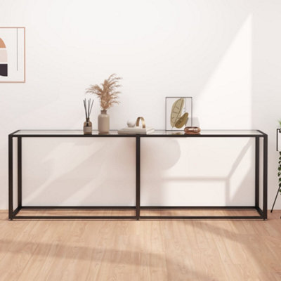 Berkfield Console Table Transparent 220x35x75.5cm Tempered Glass