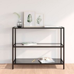 Berkfield Console Table Transparent and Black 100x36x90 cm Tempered Glass