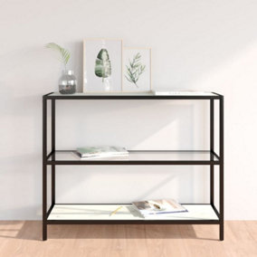 Berkfield Console Table Transparent and White Marble 100x36x90 cm Tempered Glass