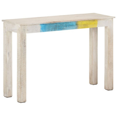 Berkfield Console Table White 115x35x77 cm Rough Mango Wood