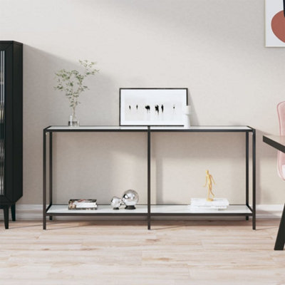 Berkfield Console Table White 160x35x75.5 cm Tempered Glass