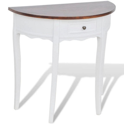Berkfield Console Table with Drawer and Brown Top Half-round