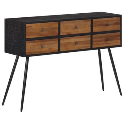 Berkfield Console Table with Drawers 116x30x76 cm Solid Reclaimed Teak