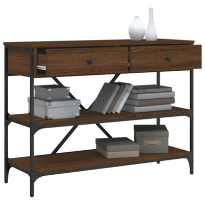 Berkfield Console Table with Drawers and Shelves Brown Oak Engineered Wood