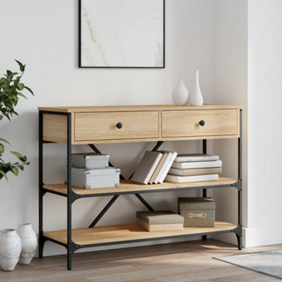 Berkfield Console Table with Drawers and Shelves Sonoma Oak Engineered Wood