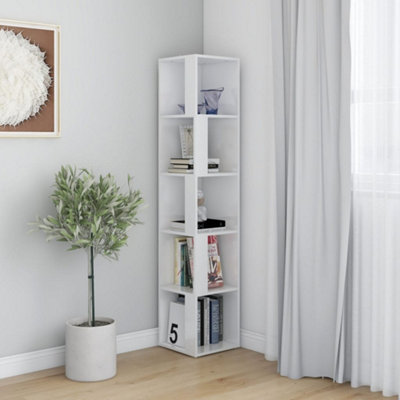 Berkfield Corner Cabinet High Gloss White 33x33x164.5 cm Engineered Wood