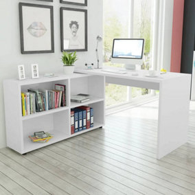 Berkfield Corner Desk 4 Shelves White