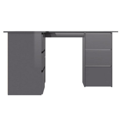 Berkfield Corner Desk High Gloss Grey 145x100x76 cm Engineered Wood
