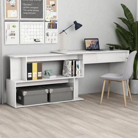 Berkfield Corner Desk High Gloss White 200x50x76 cm Engineered Wood
