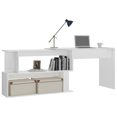 White high deals gloss corner desk