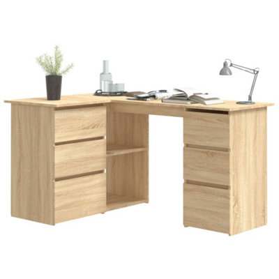Berkfield Corner Desk Sonoma Oak 145x100x76 cm Engineered Wood