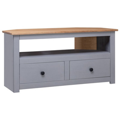 Berkfield Corner TV Cabinet Grey 93x49x49 cm Solid Pine Panama Range