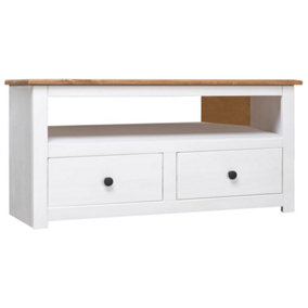 Berkfield Corner TV Cabinet White 93x49x49 cm Solid Pine Panama Range