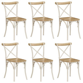 Berkfield Cross Chairs 6 pcs White Solid Mango Wood