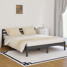 Berkfield Day Bed Solid Wood Pine 160x200 cm King Size Grey