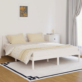 Berkfield Day Bed Solid Wood Pine 160x200 cm King Size White