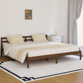 Berkfield Day Bed Solid Wood Pine 200x200 cm Super King Honey Brown