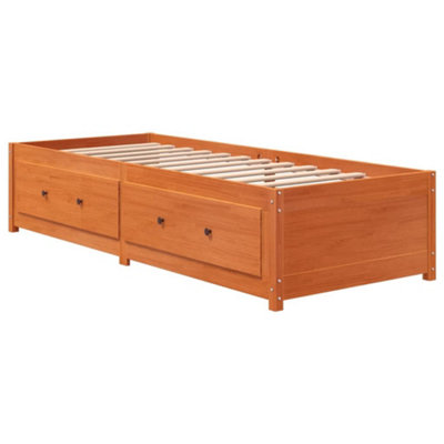 Berkfield Day Bed Wax Brown 90x200 cm Solid Wood Pine