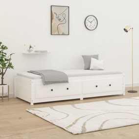 Berkfield Day Bed White 75x190 cm Small Single Solid Wood Pine