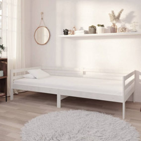 Berkfield Day Bed White Solid Pinewood 90x200 cm