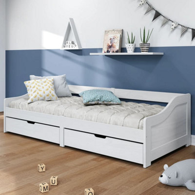 Berkfield Day Bed with 2 Drawers IRUN White 90x200 cm Solid Wood Pine