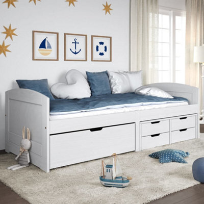 Berkfield Day Bed with 5 Drawers IRUN White 90x200 cm Solid Wood Pine