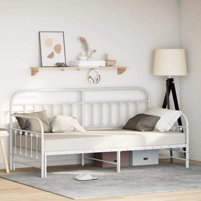 Berkfield Daybed Frame with Trundle - White, 107x203 cm, Steel