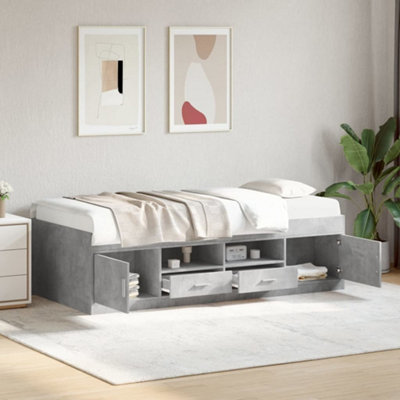 Berkfield Daybed with Drawers without Mattress Concrete Grey 90x190 cm ...