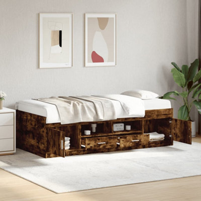 Berkfield Daybed with Drawers without Mattress Smoked Oak 100x200 cm